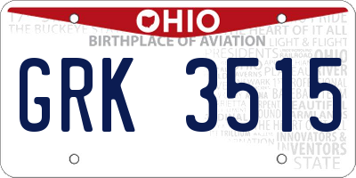 OH license plate GRK3515