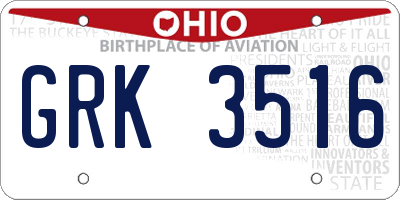 OH license plate GRK3516
