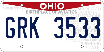 OH license plate GRK3533