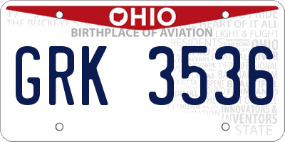 OH license plate GRK3536