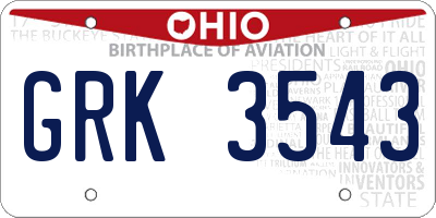 OH license plate GRK3543