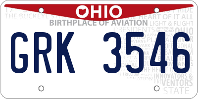 OH license plate GRK3546