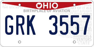 OH license plate GRK3557