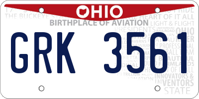 OH license plate GRK3561