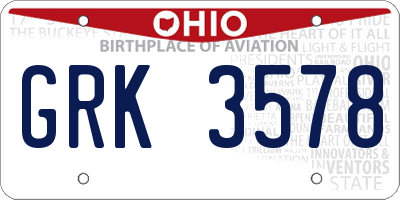 OH license plate GRK3578
