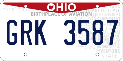 OH license plate GRK3587
