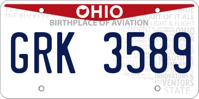 OH license plate GRK3589