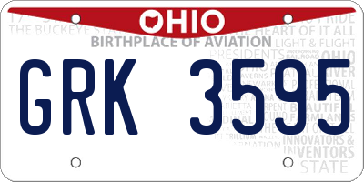 OH license plate GRK3595