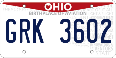 OH license plate GRK3602
