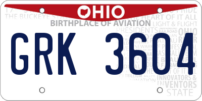 OH license plate GRK3604