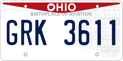 OH license plate GRK3611