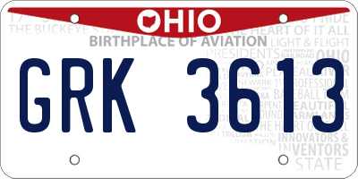 OH license plate GRK3613
