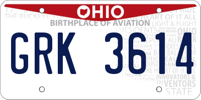 OH license plate GRK3614
