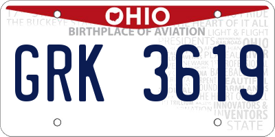 OH license plate GRK3619