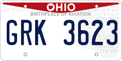 OH license plate GRK3623