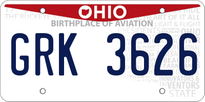 OH license plate GRK3626