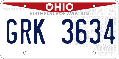 OH license plate GRK3634