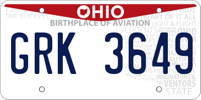 OH license plate GRK3649