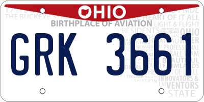 OH license plate GRK3661