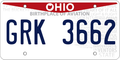 OH license plate GRK3662