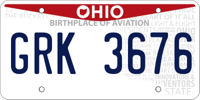 OH license plate GRK3676