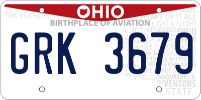 OH license plate GRK3679