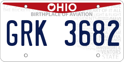 OH license plate GRK3682