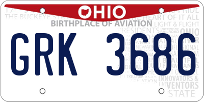 OH license plate GRK3686