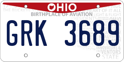 OH license plate GRK3689