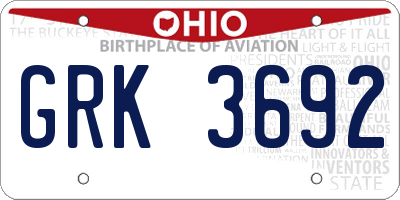 OH license plate GRK3692
