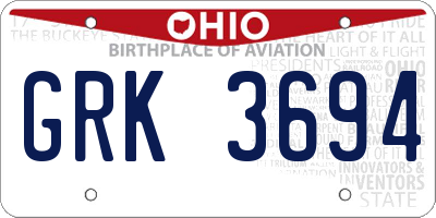 OH license plate GRK3694