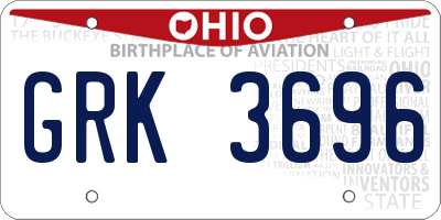 OH license plate GRK3696
