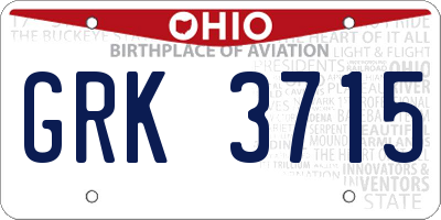 OH license plate GRK3715