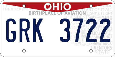 OH license plate GRK3722