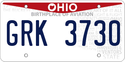 OH license plate GRK3730