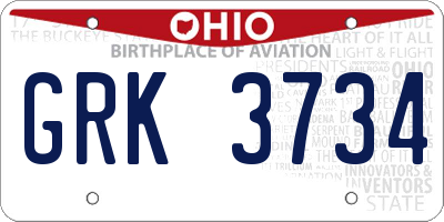OH license plate GRK3734