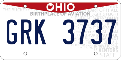 OH license plate GRK3737