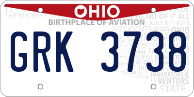 OH license plate GRK3738