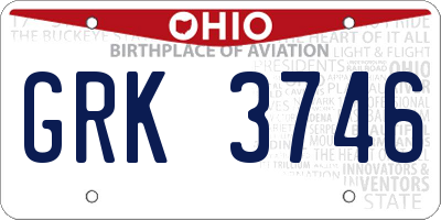 OH license plate GRK3746