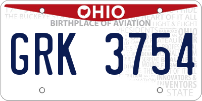 OH license plate GRK3754