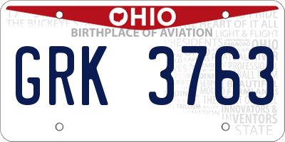OH license plate GRK3763