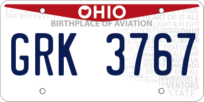 OH license plate GRK3767