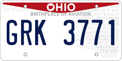 OH license plate GRK3771