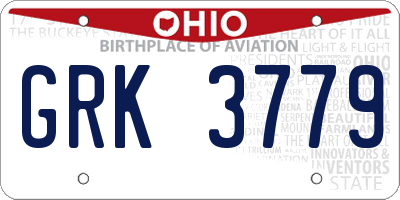 OH license plate GRK3779