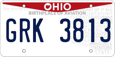 OH license plate GRK3813