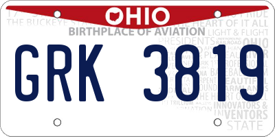 OH license plate GRK3819