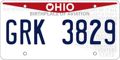 OH license plate GRK3829
