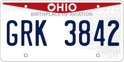 OH license plate GRK3842