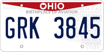 OH license plate GRK3845