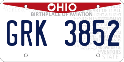 OH license plate GRK3852